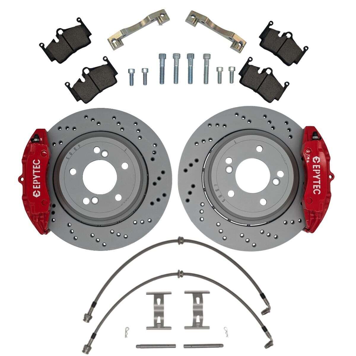 Großes Bremsanlagen KIT Hinterachse BMW E46 M3 Porsche 986 4-Kolben Sattel 328x20 Bremsscheibe