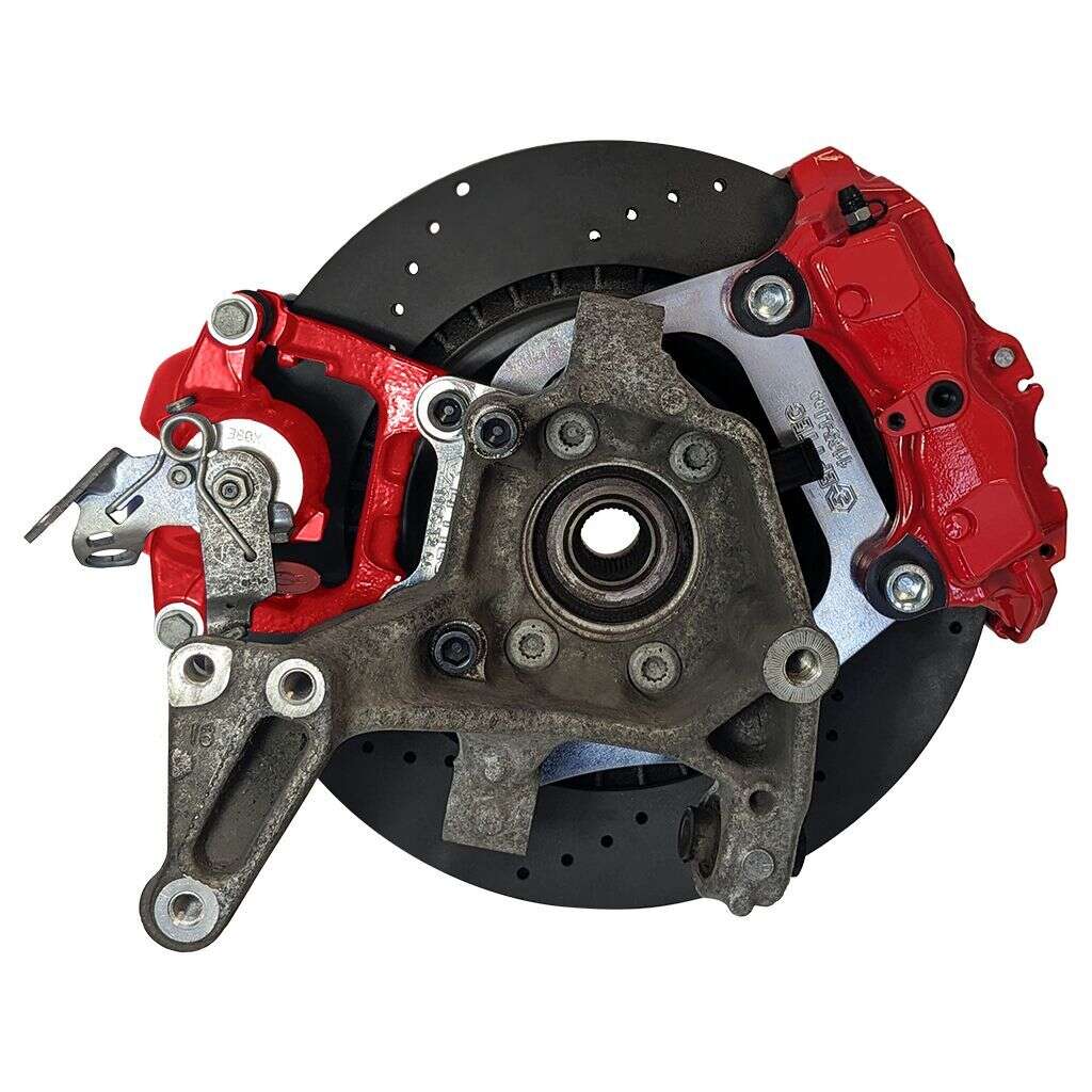 Großes Bremsanlagen KIT Hinterachse Audi TT VW Tiguan Porsche Cayenne 4-Kolben Sattel Audi TT Handbremssattel 356x22 Bremsscheibe mit Teilegutachten