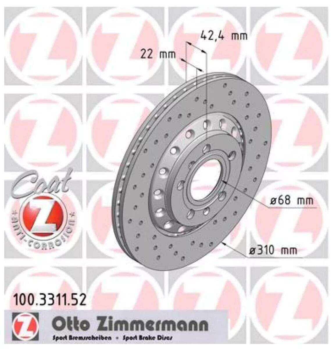 2x Bremsscheiben Zimmermann Sport 310x22mm umgebohrt auf 4x100