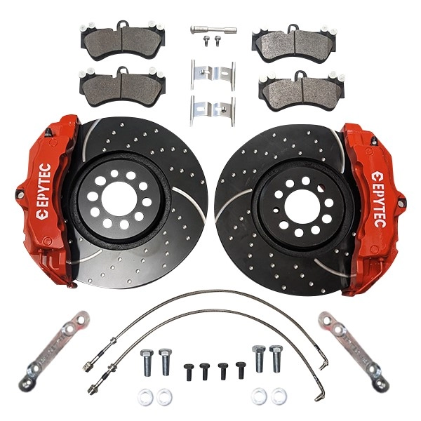 Big Brake Systems KIT Audi A3 S3 TT VW Golf 4 Porsche Cayenne ZL17 ZR17 Brake Caliper 334x32mm Brake Disc - Farbe Bremssattel: Rot mit Epytec Logo