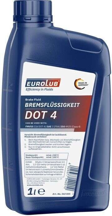 1L DOT 4  Eurolub Bremsflüssigkeit (1L = 17,36  ) Bremsanlage Umbau