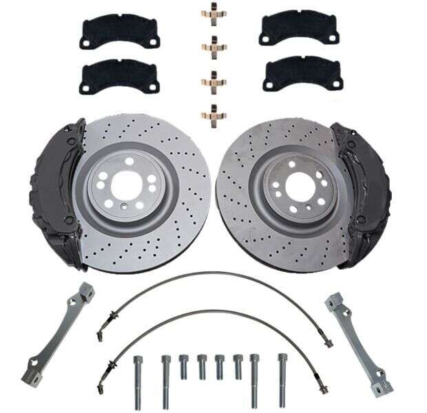 Big Brake KIT Audi A4 B8 A5 Q5 Cabrio Panamera 6-piston brake caliper 82mm 375x36mm brake disc - Farbe Bremssattel: Blank ohne Farbe