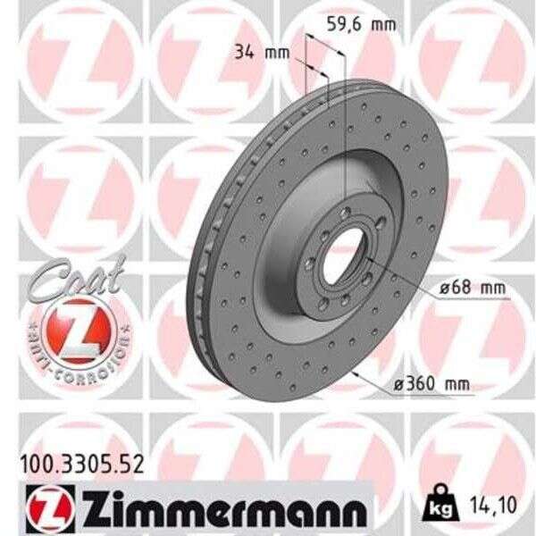  2x VW Phaeton Audi A5 A6 A6 Avant A8 Brake disc Zimmermann Sport 360x34 100.3305.52