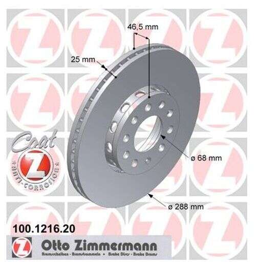 2x disques de frein Audi A4 1.8 T quattro TDI VW Passat 1.9 TDI V6 Zimmermann 288x25 Seat Skoda 100.1216.20