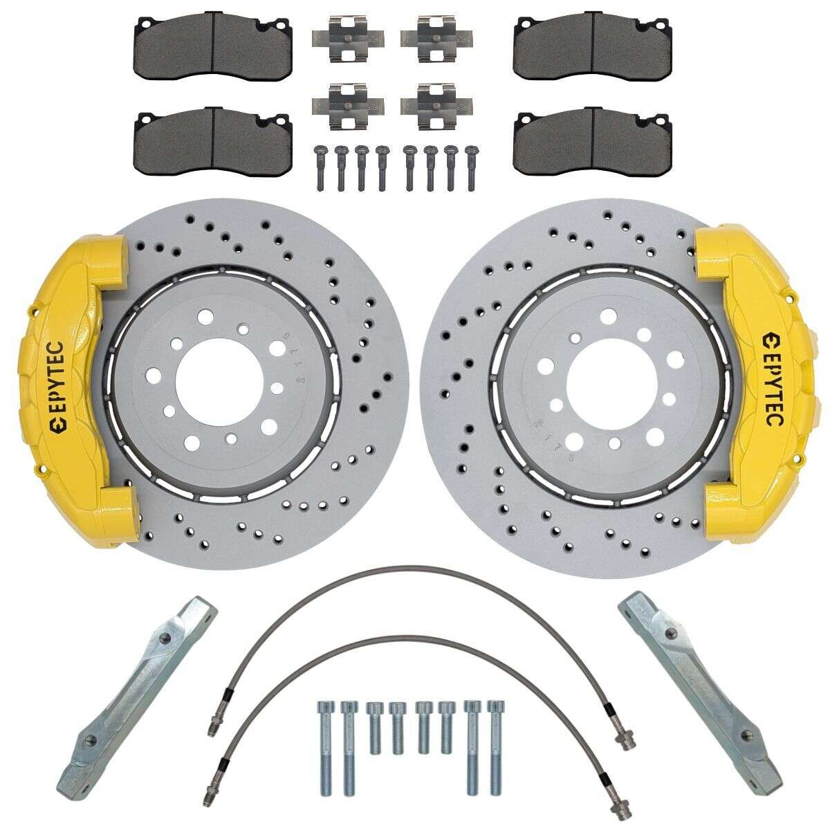 Grand KIT de système de freinage pour essieu avant BMW E46 Z4 E85 BMW Performance 135i système de freinage à 6 pistons disque de frein 345x28mm - Couleur de létrier de frein : Jaune avec logo Epytec