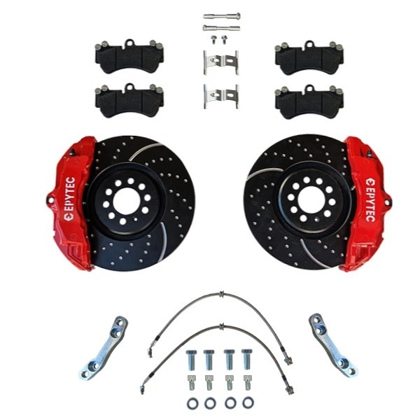Großes Bremsanlagen KIT VW Golf 3 Porsche VR6 GTI Passat 35 16V  ZL17 ZR17 Bremssattel 334x32mm Bremsscheibe - Farbe Bremssattel: Rot mit Epytec Logo