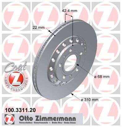 2x Audi A8 S8 quattro VW Phaeton 3.0 V6 TDI 4motion Bremsscheibe Zimmermann 310x22  100.3311.20