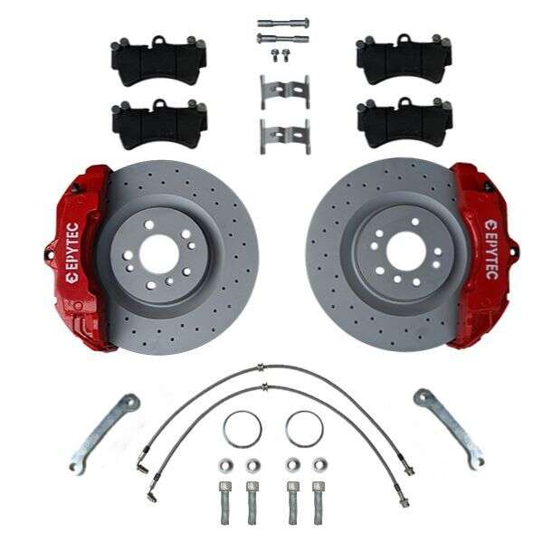 Systèmes de freinage KIT VW Golf 5 6 GTI Audi A3 TT S3 8P Cayenne ZR18 étrier de frein 350x32mm disque de frein - Farbe Bremssattel: Rot mit Epytec Logo