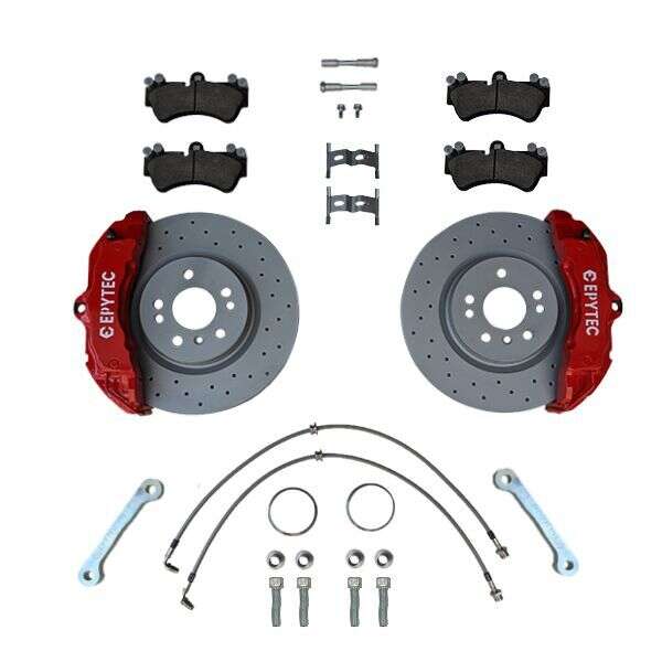 Systèmes de freinage KIT Audi A3 S3 TT VW Golf 5 6 Porsche Cayenne ZL17 ZR17 étrier de frein 330x32mm disque de frein - Farbe Bremssattel: Rot mit Epytec Logo
