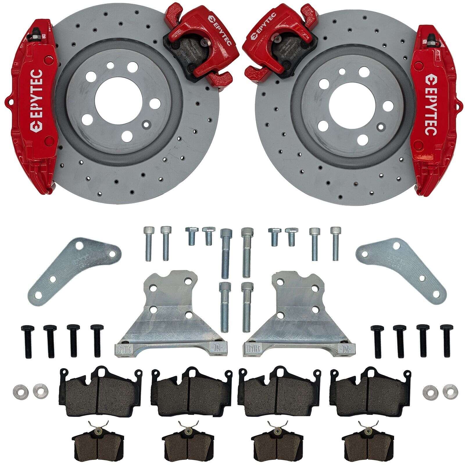 Large brake system KIT rear axle Seat Ibiza 6L VW Polo 9N Audi A1 Porsche Cayenne 4-piston caliper VW Golf 7R handbrake caliper 280x22 brake disc - Colour brake caliper: red with Epytec logo
