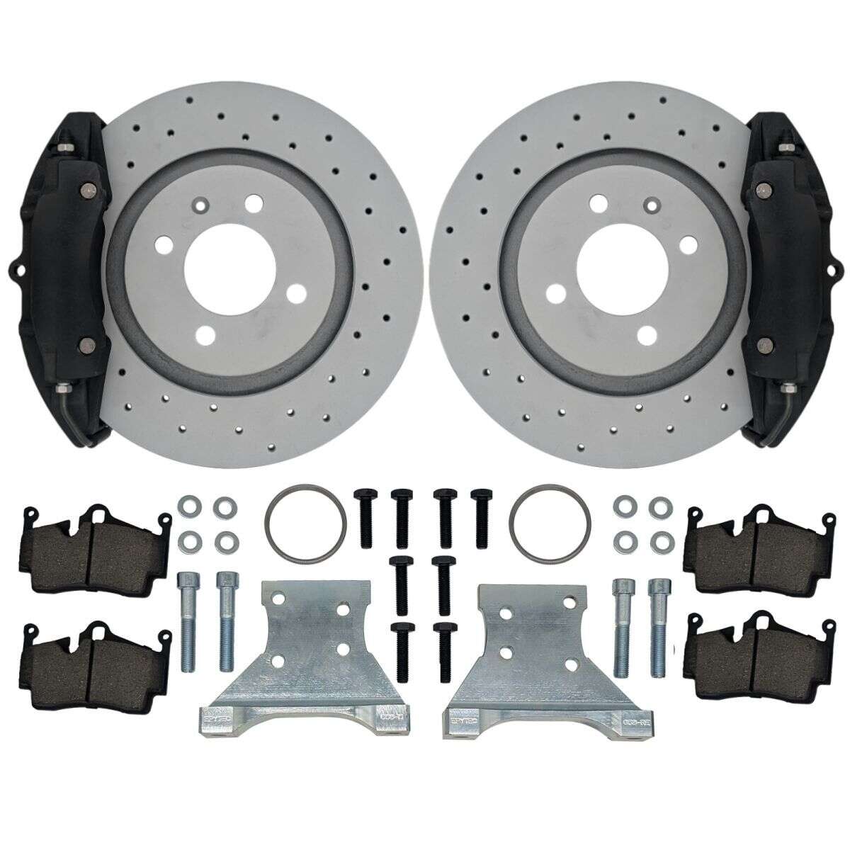 Large brake system KIT rear axle VW Golf Scirocco Corrado G60 VR6 16V Cayenne 4-piston caliper VW Golf 7R handbrake caliper 280x20 brake disc - Colour brake caliper: blank without colour