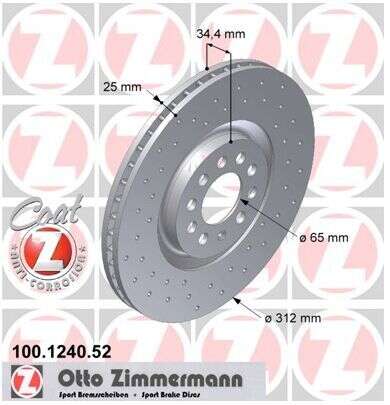 2x VW Golf Bora Audi TT A3 GTI S3 V6 Bremsscheibe Zimmermann Sport 312x25 Skoda Seat Ibiza quattro 100.1240.52