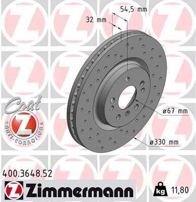 2x Mercedes Benz ML Class W164 R-Class W251 V251 Brake disc Zimmermann Sport Coat Z 330x32 400.3648.52 164 421 0412 164 421 1312