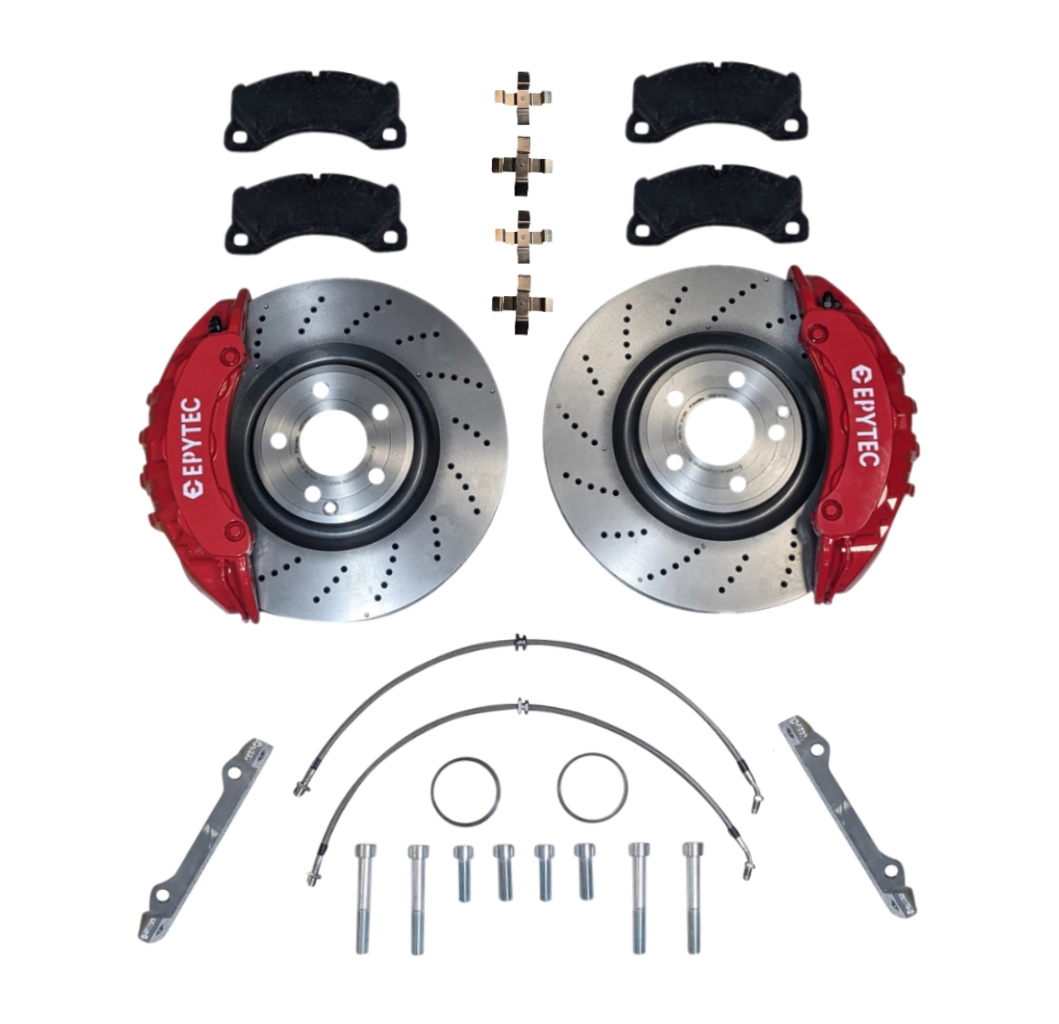 Großes Bremsanlagen KIT VW Golf 7 8 Seat Leon Audi A3 Cupra Leon Skoda Bremssatteladapter 360x36 Bremsscheibe Mercedes Porsche Panamera 82mm Bremssattel - Farbe Bremssattel: Rot mit Epytec Logo