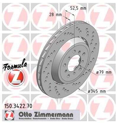 2xBMW 3 Coupe M3 E46 disques de frein de sport Zimmermann 345x28 Z4 Roadster E85 Z4 Coupe E86 150.3422.70