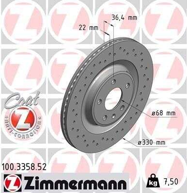 2x Audi disque de frein Zimmermann Sport 330x22 Porsche VW Touareg 100.3358.52
