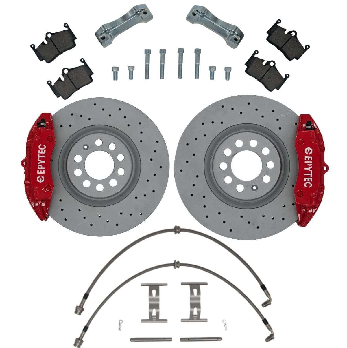  Brake system KIT VW Audi TT A3 S3 VW Golf 4 Polo 9N VW Polo 6R WRC Bora Porsche 996 brake caliper 312x25mm brake disc - Colour brake caliper: red with Epytec logo