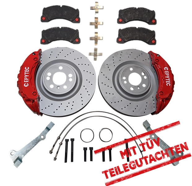 Large brake system KIT VW Golf 5 6 Plus Audi A3 Jetta Seat Leon Altea Porsche Panamera brake caliper 375x36mm brake disc with parts certificate - Colour brake caliper: red with Epytec logo