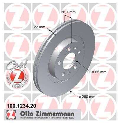 2x disques de frein Audi VW A3 1.9 TDI quattro Golf 1.8 T GTI Zimmermann 280x22 Seat Skoda 100.1234.20