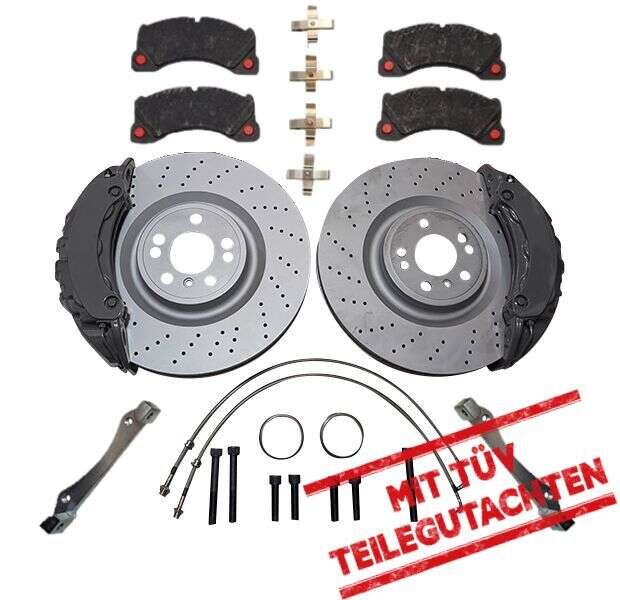 Großes Bremsanlagen KIT VW Golf 7 8 Seat Leon Audi A3 Cupra Leon Skoda Porsche Panamera Bremssattel 375x36mm Bremsscheibe mit Teilegutachten - Farbe Bremssattel: Blank ohne Farbe