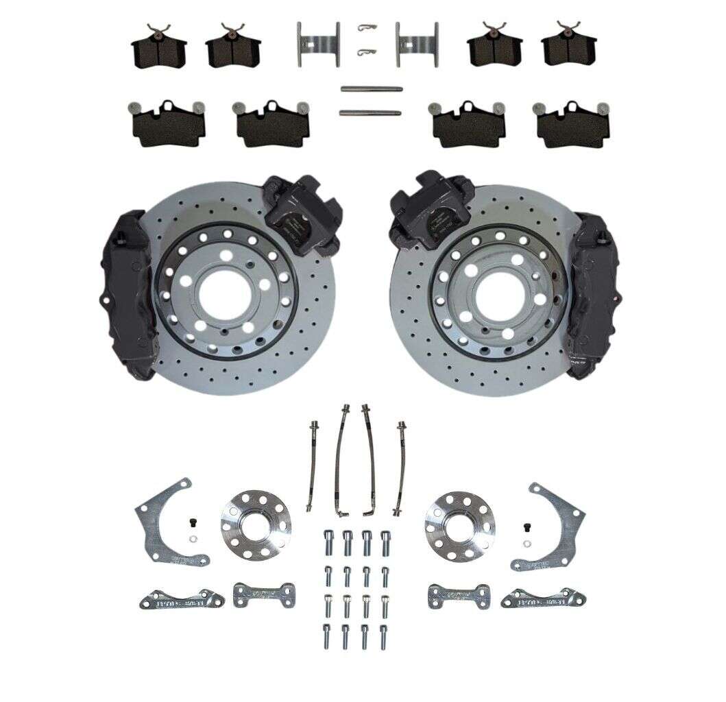 Großes Bremsanlagen KIT Hinterachse VW Golf 4 Bora 1,8T Polo VW Polo 6r WRC Audi A3  Porsche Cayenne - Farbe Bremssättel: Blank ohne Farbe Großes Bremsanlagen KIT Hinterachse VW Golf 4 Bora 1,8T Polo VW Polo 6r WRC Audi A3  Porsche Cayenne - Farbe Bremssättel: Blank ohne Farbe