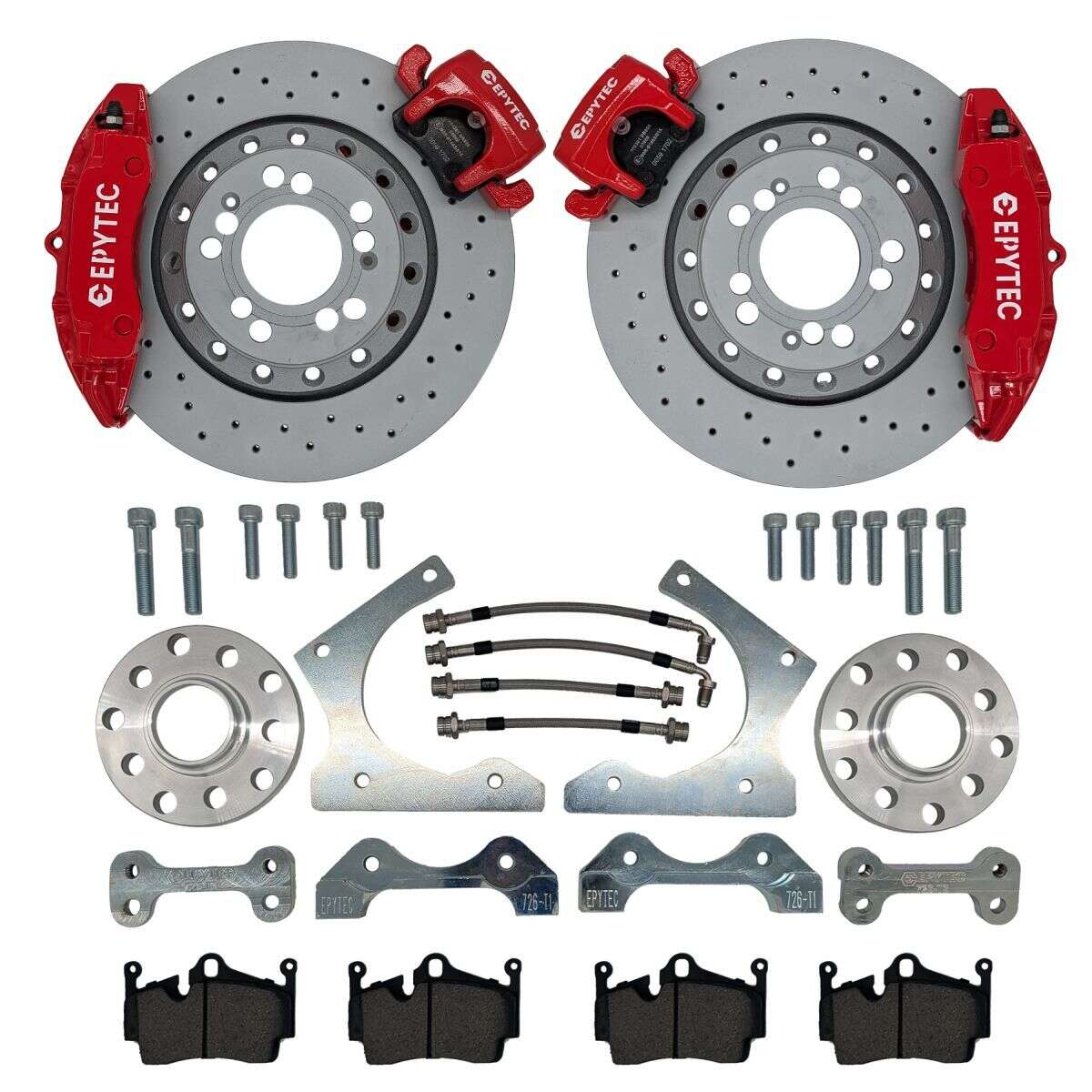 Large brake system KIT rear axle VW Golf 4 VW Polo 6r WRC Bora 1,8T Polo Audi A3 Porsche 4-piston caliper Audi S3 8L handbrake caliper 310x22 brake disc - Colour brake caliper: red with Epytec logo Large brake system KIT rear axle VW Golf 4 VW Polo 6r WRC Bora 1,8T Polo Audi A3 Porsche 4-piston caliper Audi S3 8L handbrake caliper 310x22 brake disc - Colour brake caliper: red with Epytec logo