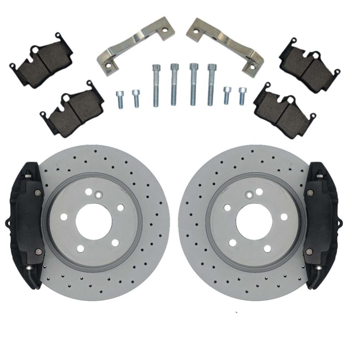Grand KIT de freinage essieu arrière Mercedes E classe W124 W201 W202 W208 R170 Porsche 996 4 pistons étriers de frein essieu arrière avec support de l'Audi S3 8L 300x22 disque de frein - couleur étrier de frein : nu sans couleur Grand KIT de freinage essieu arrière Mercedes E classe W124 W201 W202 W208 R170 Porsche 996 4 pistons étriers de frein essieu arrière avec support de l'Audi S3 8L 300x22 disque de frein - couleur étrier de frein : nu sans couleur