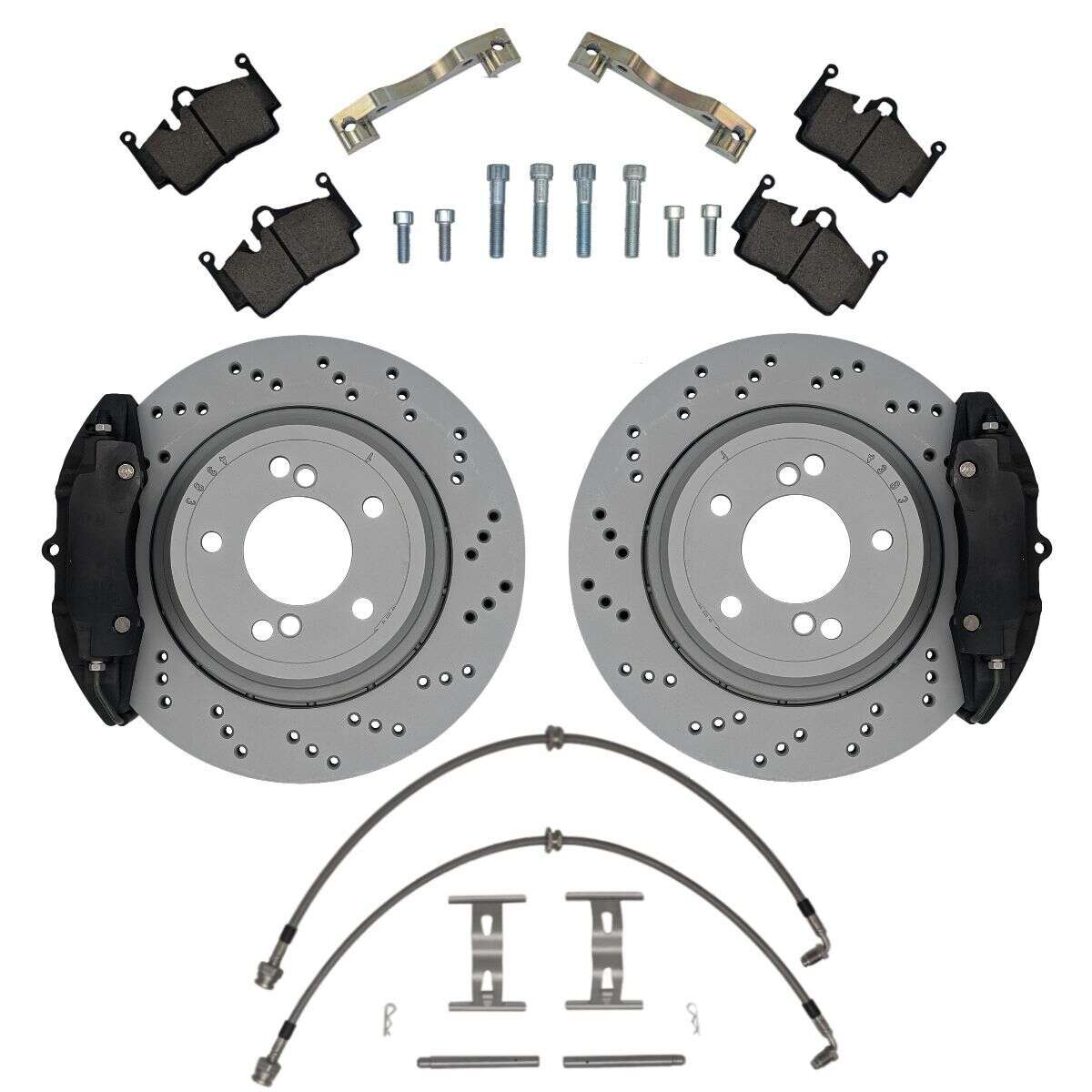 Grand KIT de freinage essieu arrière BMW E46 M3 Porsche 986 étrier 4 pistons 328x20 disque de frein - Couleur étrier de frein : nu sans couleur Grand KIT de freinage essieu arrière BMW E46 M3 Porsche 986 étrier 4 pistons 328x20 disque de frein - Couleur étrier de frein : nu sans couleur