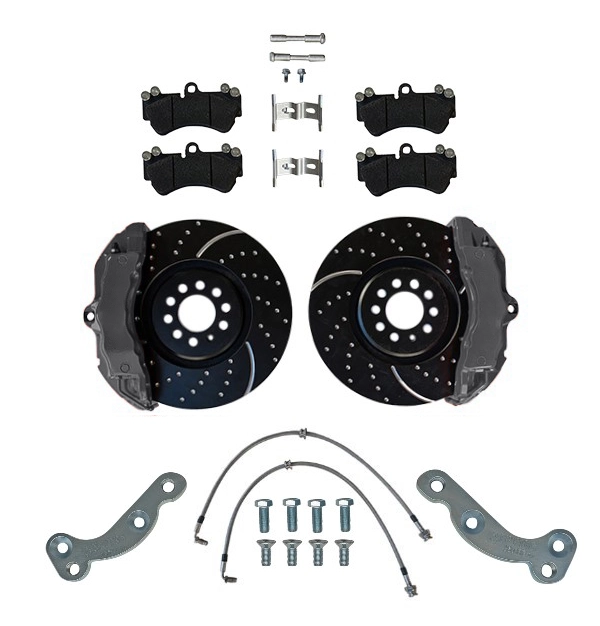  Big Brake systems KIT VW Golf 1 2 3 G60 Passat Scirocco Polo Corrado Jetta Porsche Cayenne ZL17 ZR17 Brake caliper 334x32mm Brake disc - Farbe Bremssattel: Blank ohne Farbe