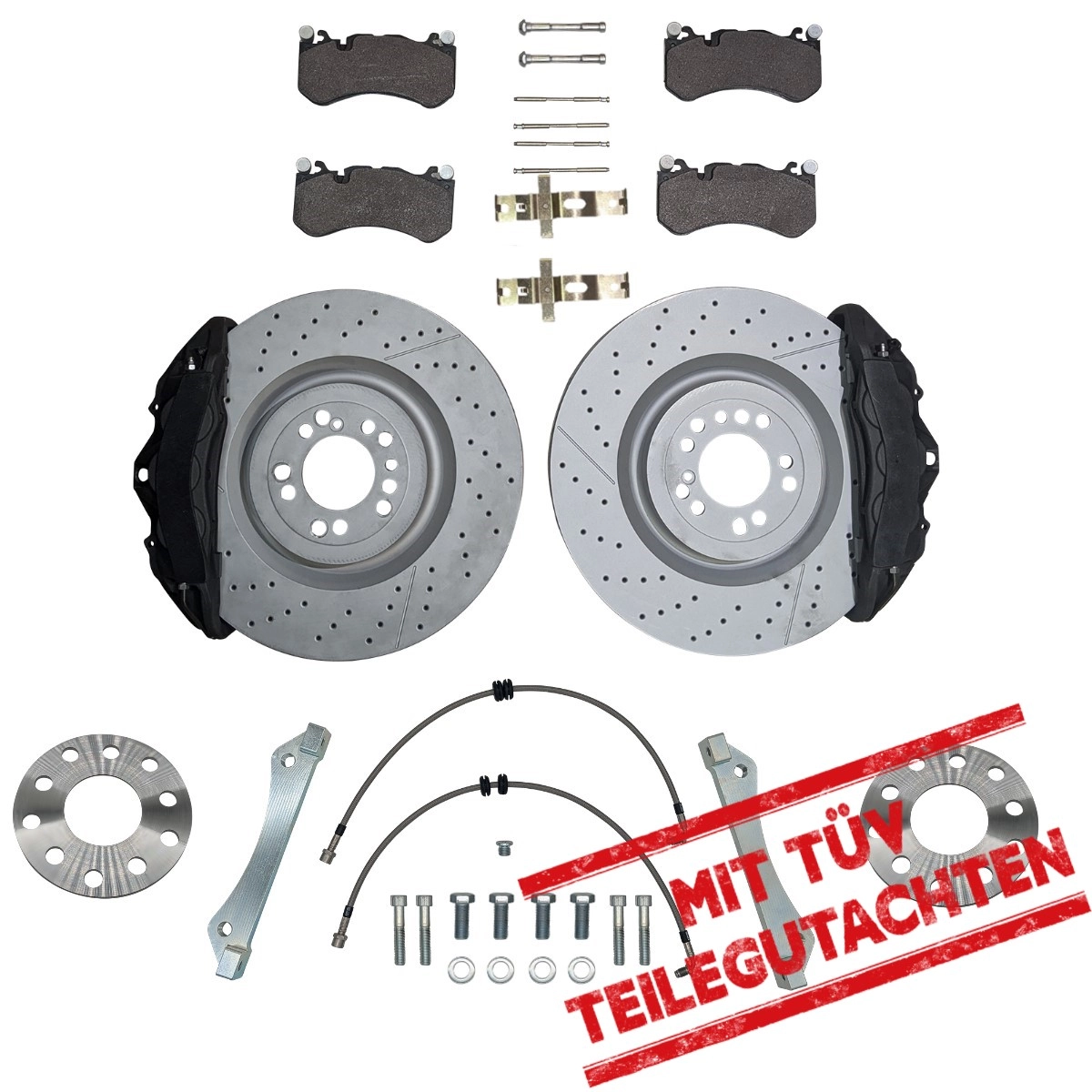 Bremsanlagen KIT VW T5 T6 Bus Mercedes GL 6-Kolben W204 AMG Bremssattel 390x36mm Bremsscheibe mit Teilegutachten - Farbe Bremssattel: Blank ohne Farbe