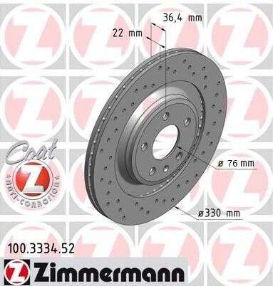 2x Bremsscheiben Zimmermann Sport 330x22 umgebohrt auf 5x120 mit Nabenbohrung 76mm