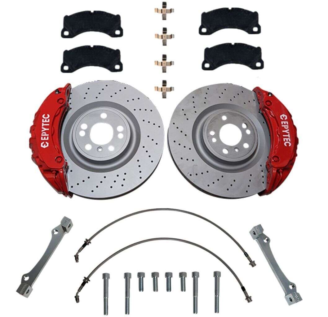 Big Brake KIT Audi A4 B8 A5 Q5 Cabrio Panamera 6-piston brake caliper 82mm 375x36mm brake disc - Farbe Bremssattel: Rot mit Epytec Logo