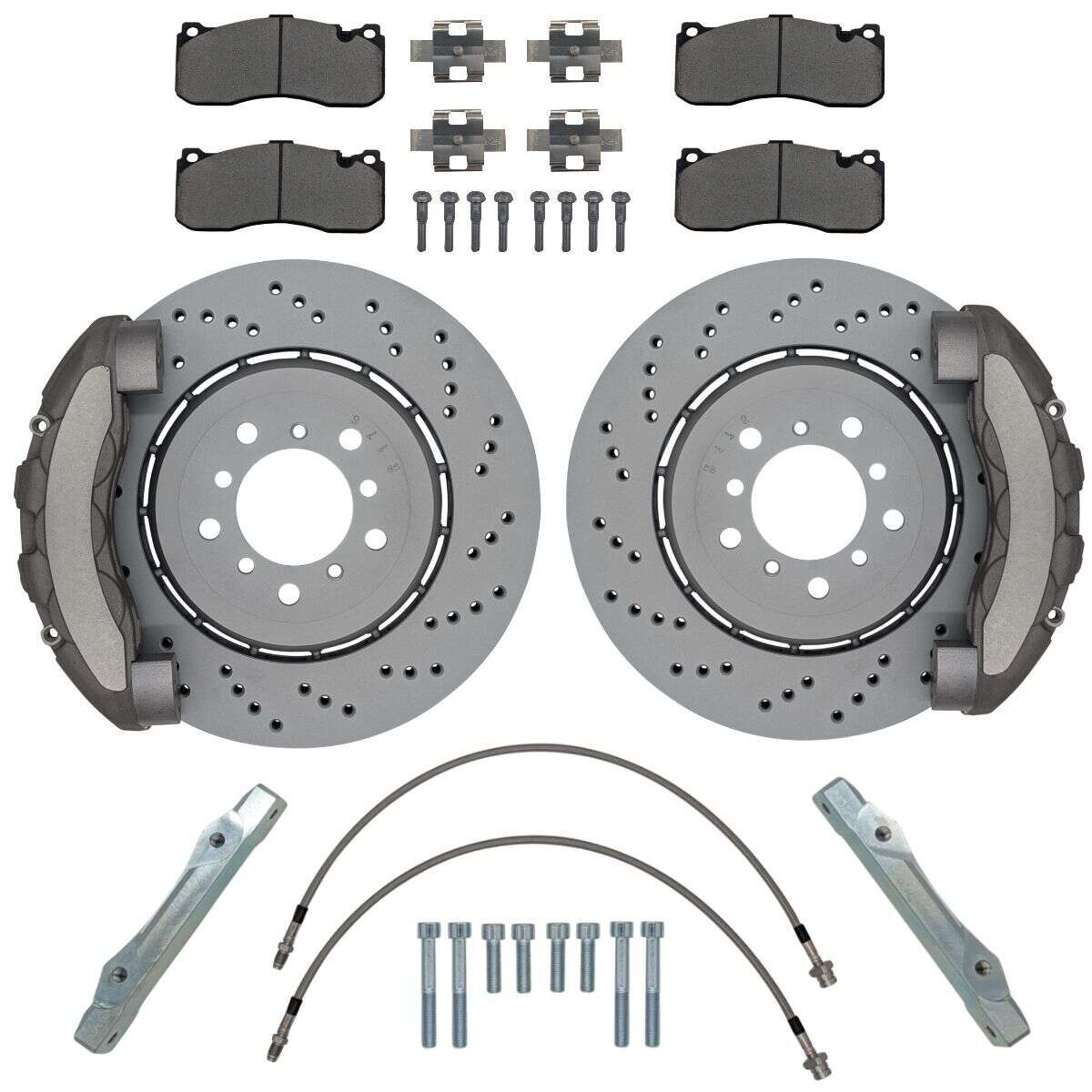 Grand KIT de système de freinage pour essieu avant BMW E46 Z4 E85 BMW Performance 135i système de freinage à 6 pistons disque de frein 345x28mm - Couleur de létrier de frein : Brut sans peinture