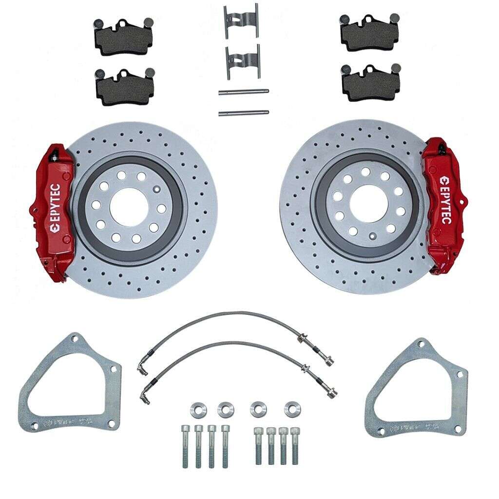 Systèmes de freinage KIT essieu arrière VW Golf 5 6 Audi A3 TT R8 Adaptateur Porsche Cayenne 310x22 disque de frein - Farbe Bremssattel: Rot mit Epytec Logo