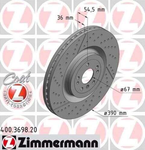 2x Brake Discs Mercedes M-Klasse GLE GLS Coupe GL-Klasse Zimmermann 390x36 400.3698.20