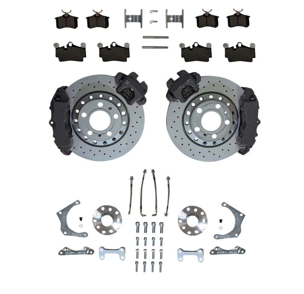 Großes Bremsanlagen KIT Hinterachse VW Golf 4 Bora VW Polo 6r WRC 1,8T Polo Audi A3  Porsche Cayenne - Farbe Bremssättel: Blank ohne Farbe Großes Bremsanlagen KIT Hinterachse VW Golf 4 Bora VW Polo 6r WRC 1,8T Polo Audi A3  Porsche Cayenne - Farbe Bremssättel: Blank ohne Farbe