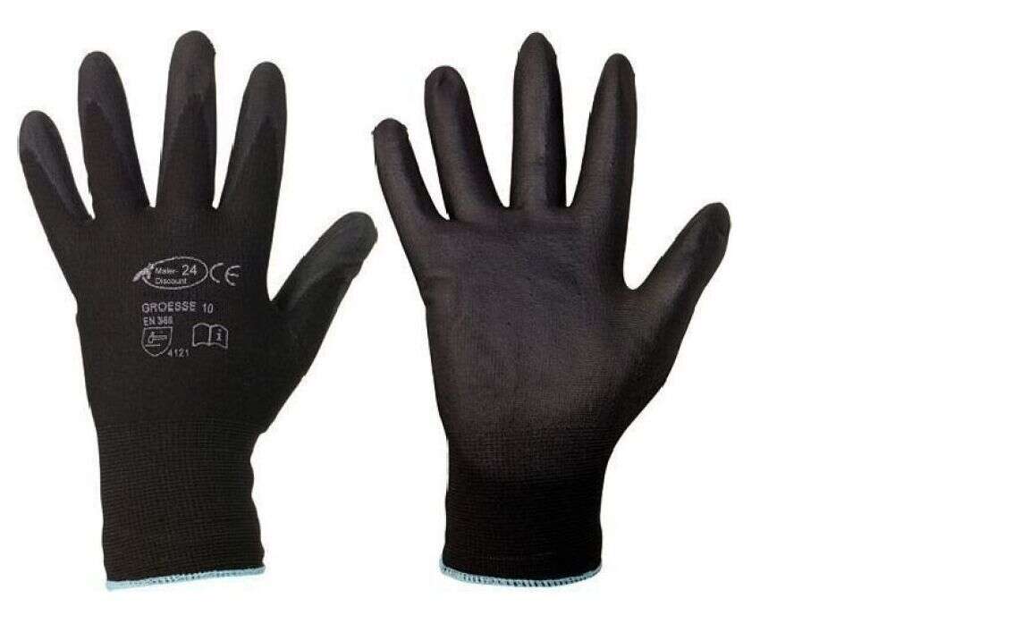 Handschuhe schwarz Gr.9/L Nylon Montagehandschuhe PU-beschichtung