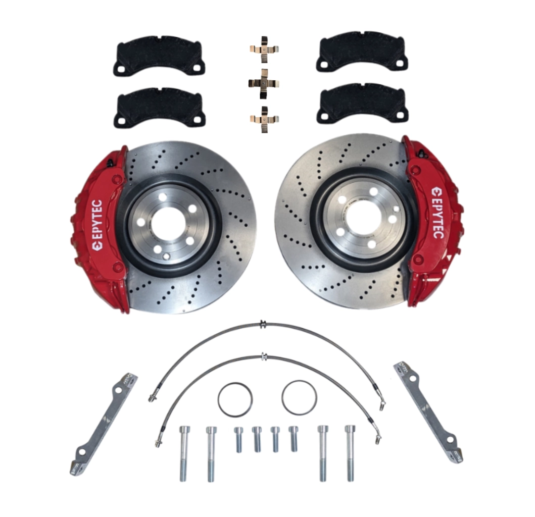 Big Brake system KIT VW Golf 5 6 Plus Audi A3 Jetta Seat Leon Altea brake caliper adapter 360x36 brake disc Mercedes Porsche Panamera 82mm brake caliper - Farbe Bremssattel: Rot mit Epytec Logo