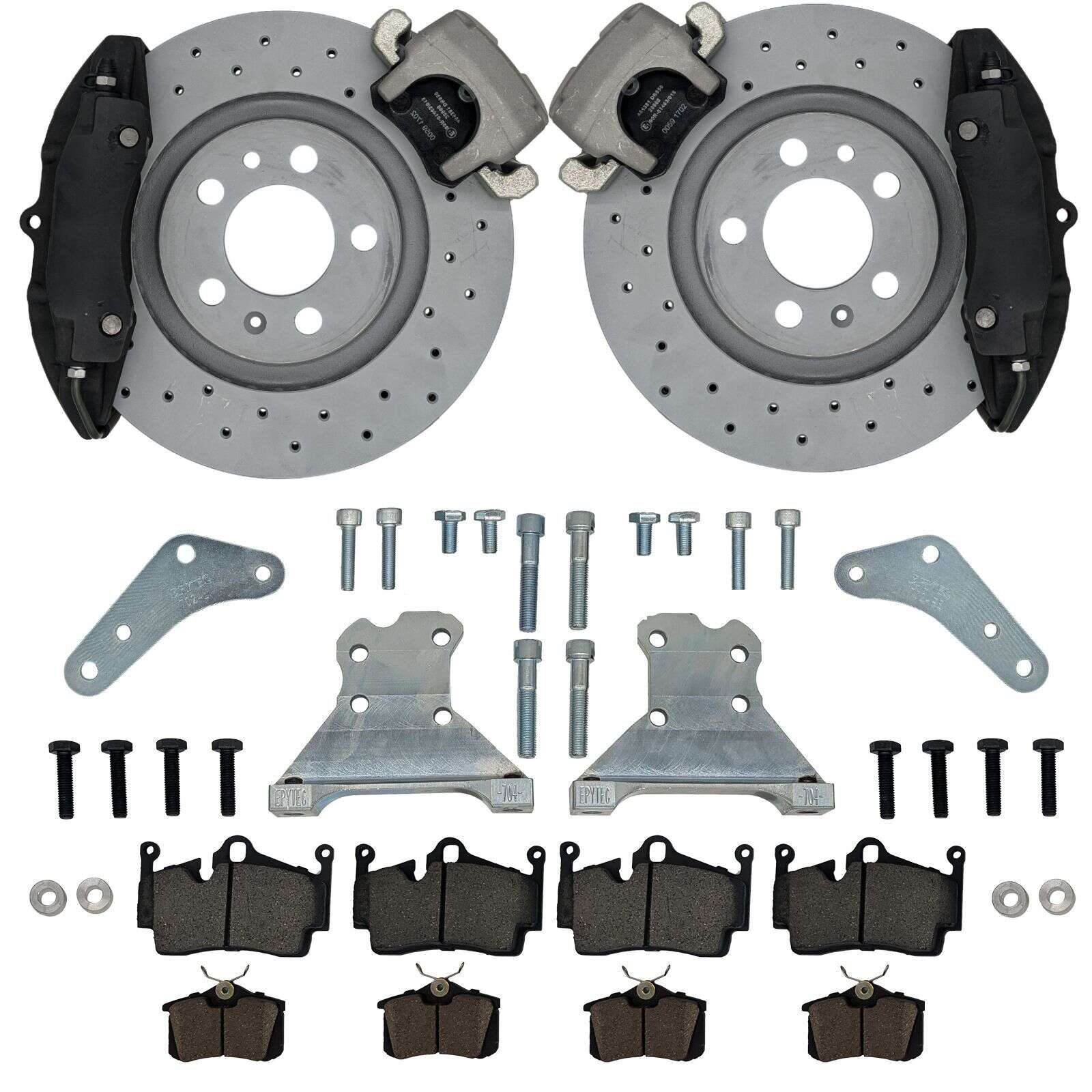 Large brake system KIT rear axle Seat Ibiza 6L VW Polo 9N Audi A1 Porsche Cayenne 4-piston caliper VW Golf 7R hand brake caliper 280x22 brake disc - Colour brake caliper: blank without colour