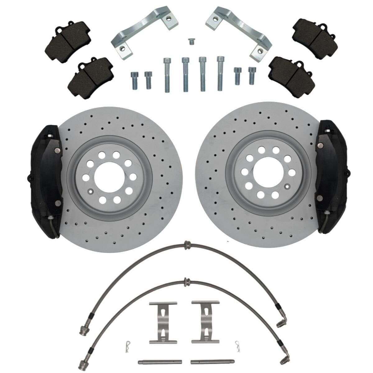Bremsanlagen KIT VW Golf 3 Corrado VR6 4-Kolben 996 Porsche Bremssattel 312x25mm Bremsscheibe - Farbe Bremssattel: Blank ohne Farbe