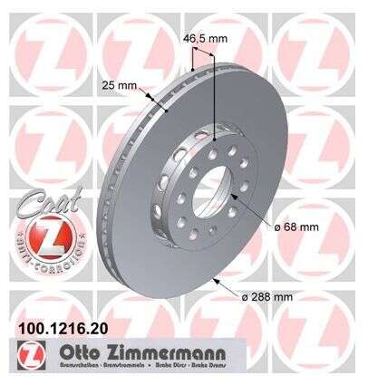 2x Bremsscheibe Audi A4 1.8 T quattro TDI VW Passat 1.9 TDI V6 Zimmermann 288x25 Seat Skoda 100.1216.20
