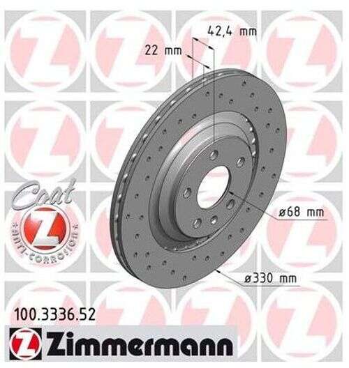 2x disques de frein Zimmermann Sport 330x22mm alésé à 5x100