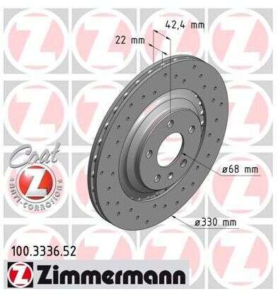 2x Bremsscheibe Audi A6 S6 quattro 3.0 TDI TFSI Zimmermann Sport 330x22 100.3336.52 2x Bremsscheibe Audi A6 S6 quattro 3.0 TDI TFSI Zimmermann Sport 330x22 100.3336.52