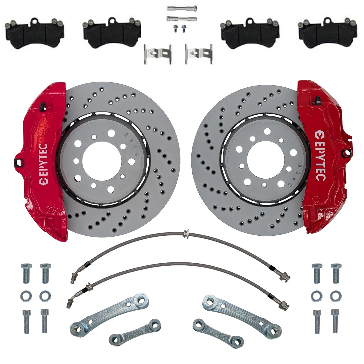 Großes Bremsanlagen KIT 3er BMW E30 Porsche Cayenne ZL17 ZR17 Bremssattel 328x25mm Bremsscheibe - Farbe Bremssattel: Rot mit Epytec Logo