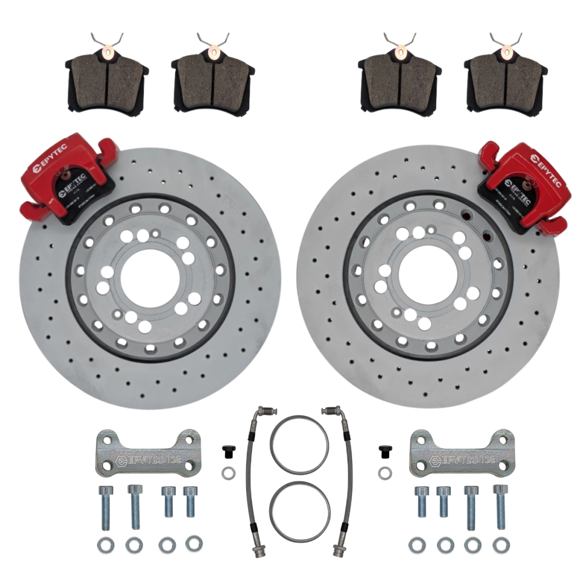 Großes Bremsanlagen KIT Hinterachse VW Golf 4 R32 Polo VW Polo 6r WRC Audi S3 Adapter R32 S3 Bremse 310x22 Bremsscheibe - Farbe Bremssattel: Rot mit Epytec Logo