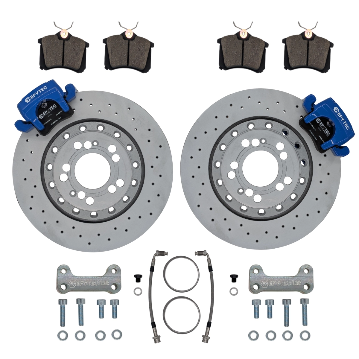 Großes Bremsanlagen KIT Hinterachse VW Golf 4 R32 Polo VW Polo 6r WRC Audi S3 Adapter R32 S3 Bremse 310x22 Bremsscheibe - Farbe Bremssattel: Blau mit Epytec Logo