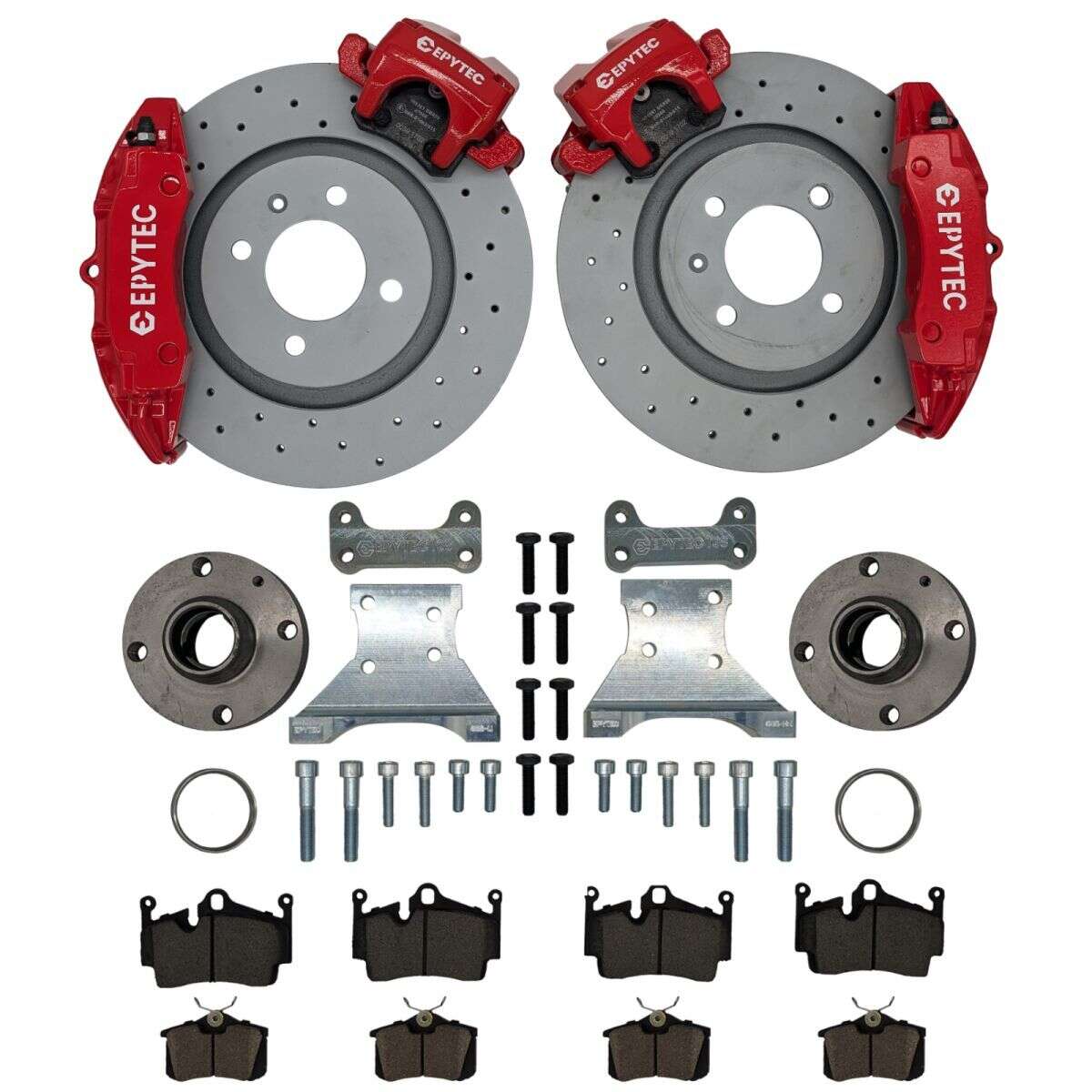 Large brake system KIT rear axle VW Golf Scirocco Corrado G60 Porsche Cayenne 4-piston caliper Golf 4 R32 Audi S3 handbrake caliper 280x22 brake disc - Colour brake caliper: red with Epytec logo
