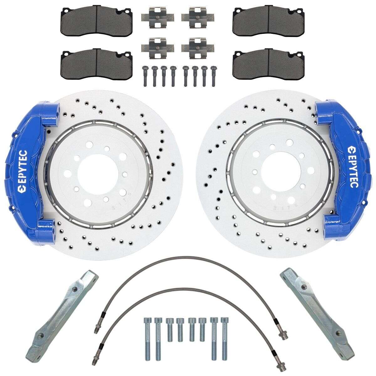 Grand KIT de système de freinage pour essieu avant BMW E46 Z4 E85 BMW Performance 135i système de freinage à 6 pistons disque de frein 345x28mm - Couleur de létrier de frein : Bleu avec logo Epytec
