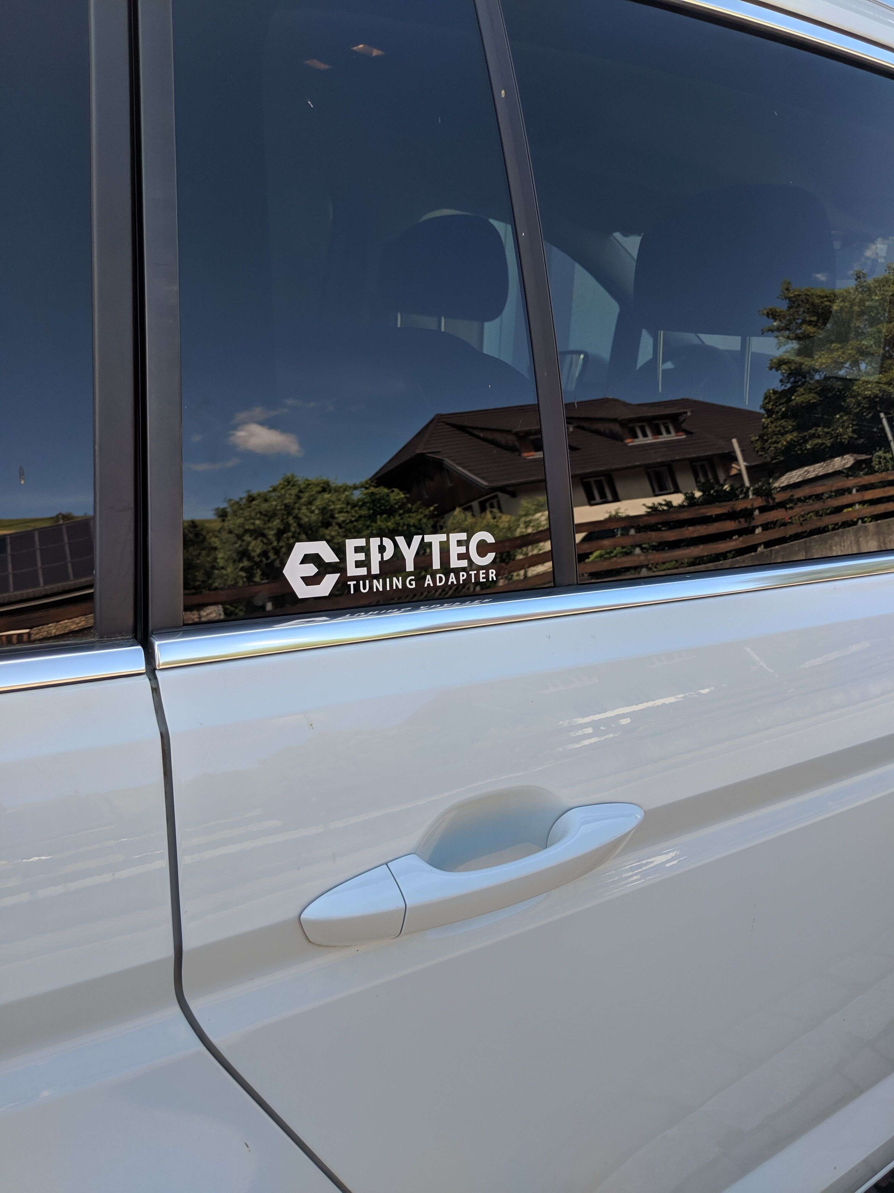 Aufkleber Logo EPYTEC weiß klein 155mmx33mm