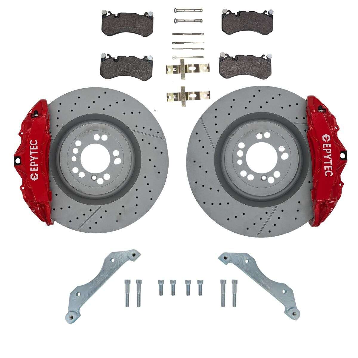 Porsche 911 997 Turbo caliper adapter 390x36mm brake disc Mercedes GL 6-piston W204 AMG brake caliper - Caliper color: Red with Epytec logo